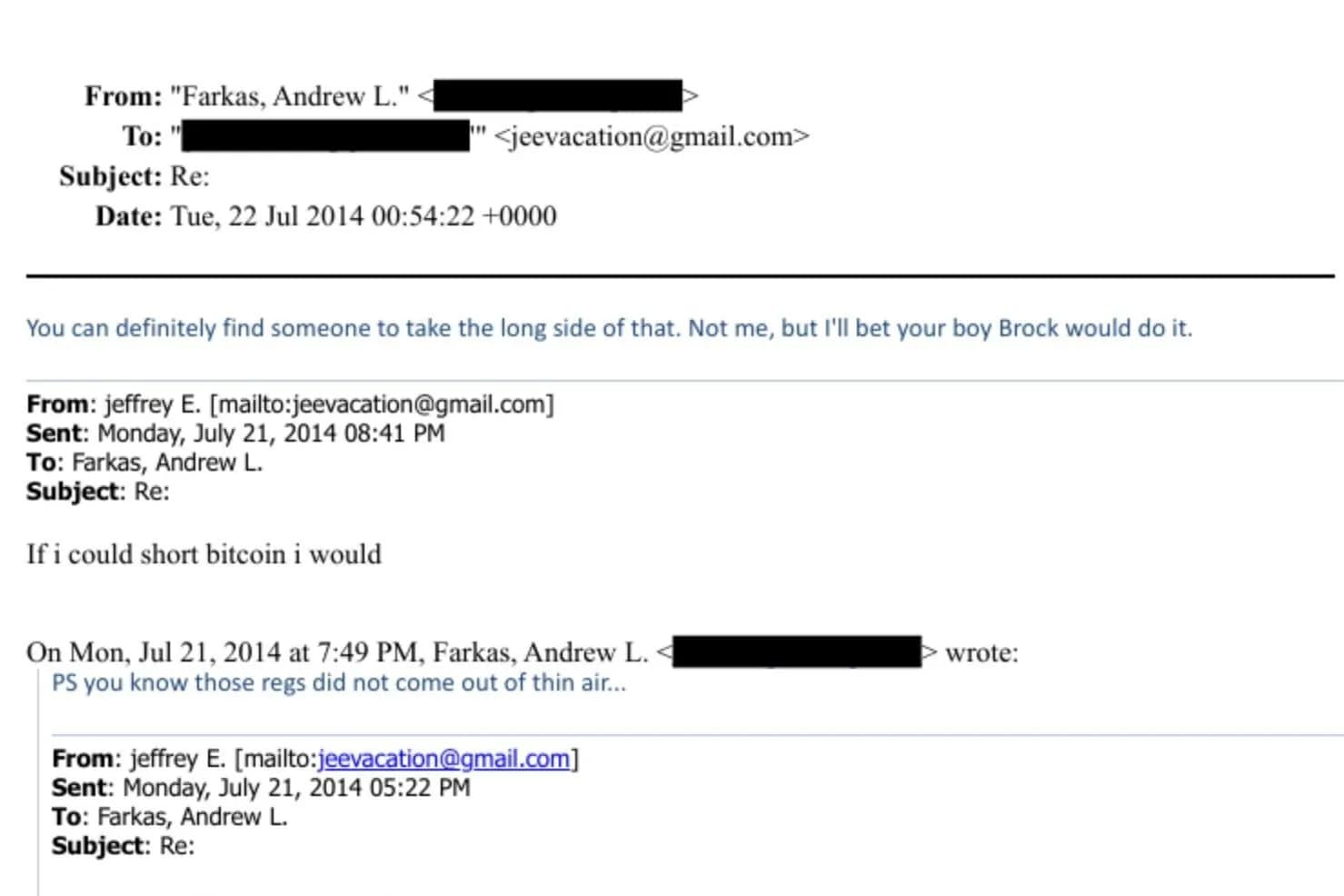 Brock Pierce's Relationship With Jeffrey Epstein Went Deeper Than Anyone Knew An email exchange between Jeffrey Epstein and Andrew Farkas. Image: DOJ