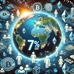 The 7% Crypto Ownership Claim: Fact or Myth? DALL·E 2025 01 27 14.22.26 A Visual Representation Of 7 Of The Earths Population Owning Cryptocurrencies. The Image Shows A World Map With Glowing Digital Nodes And Bitcoin E 300x300